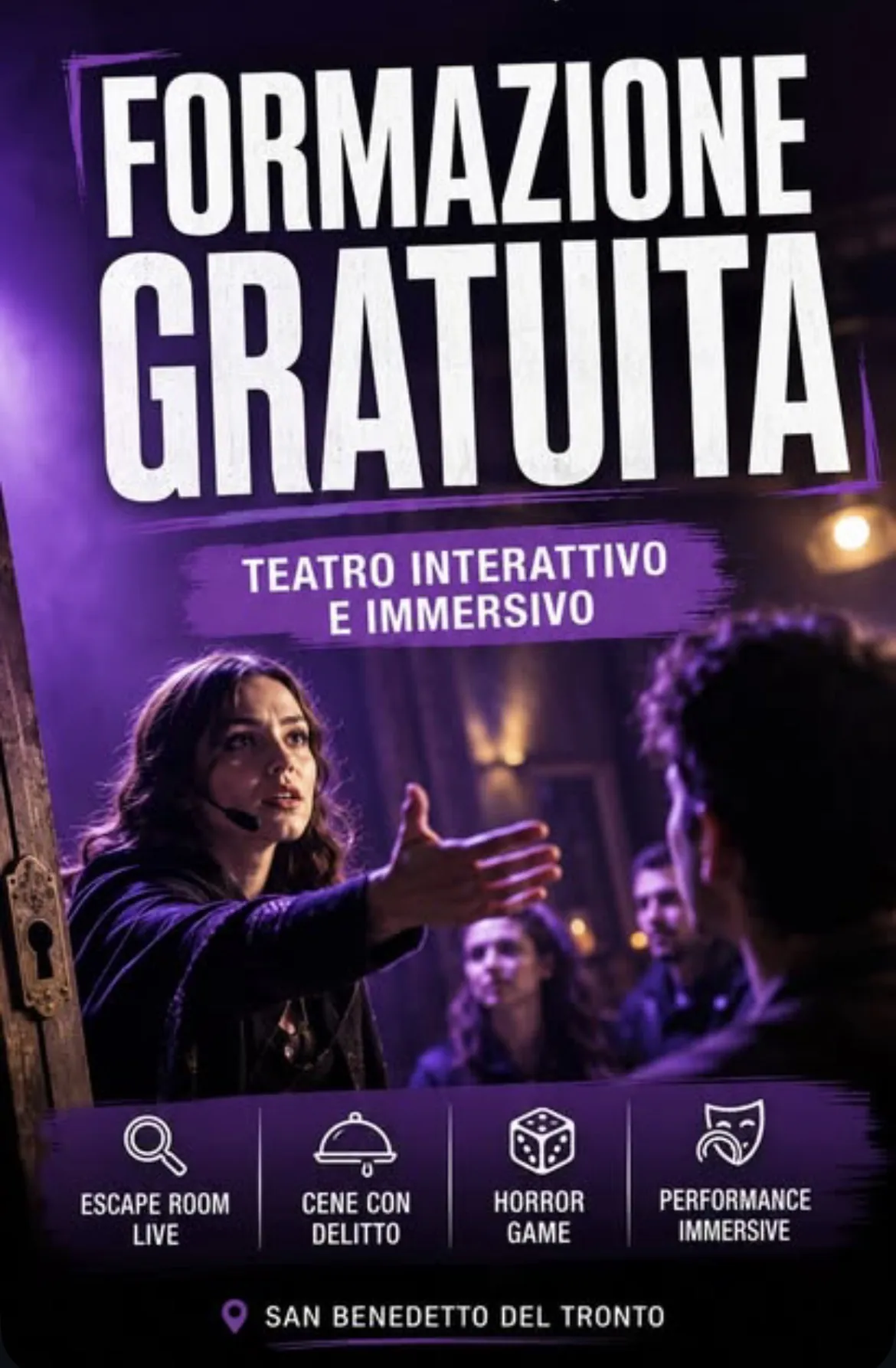 Creatività della campagna Formazione gratuita in teatro interattivo e immersivo